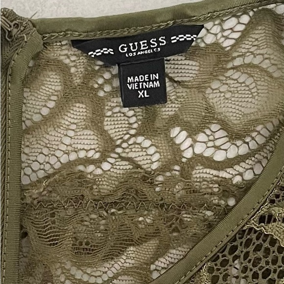 Guess/ Olive green/ Form fitting/ Lace midi dress/ Size US XL - Picture 11 of 17
